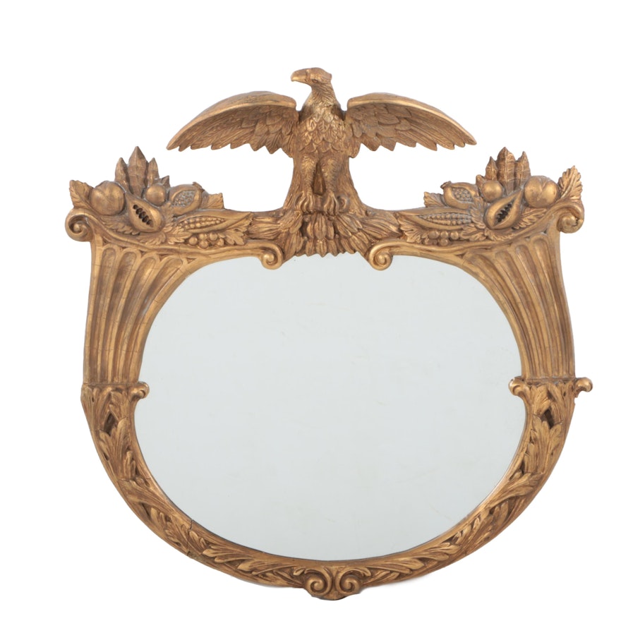 Neoclassical Style Gilded Wall Mirror with Eagle