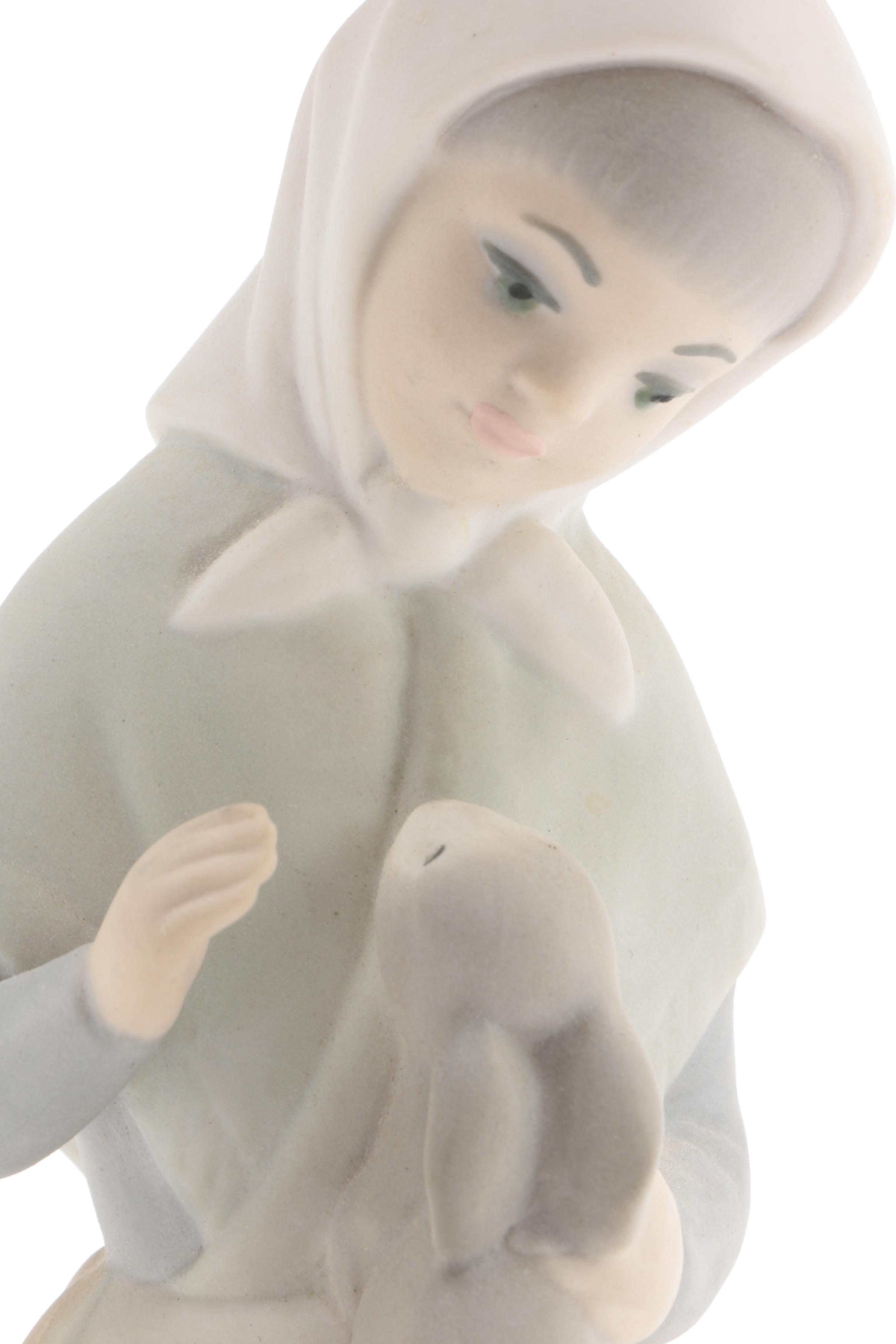 Zaphir Spanish Porcelain Figurine of Seated Girl with Rabbit