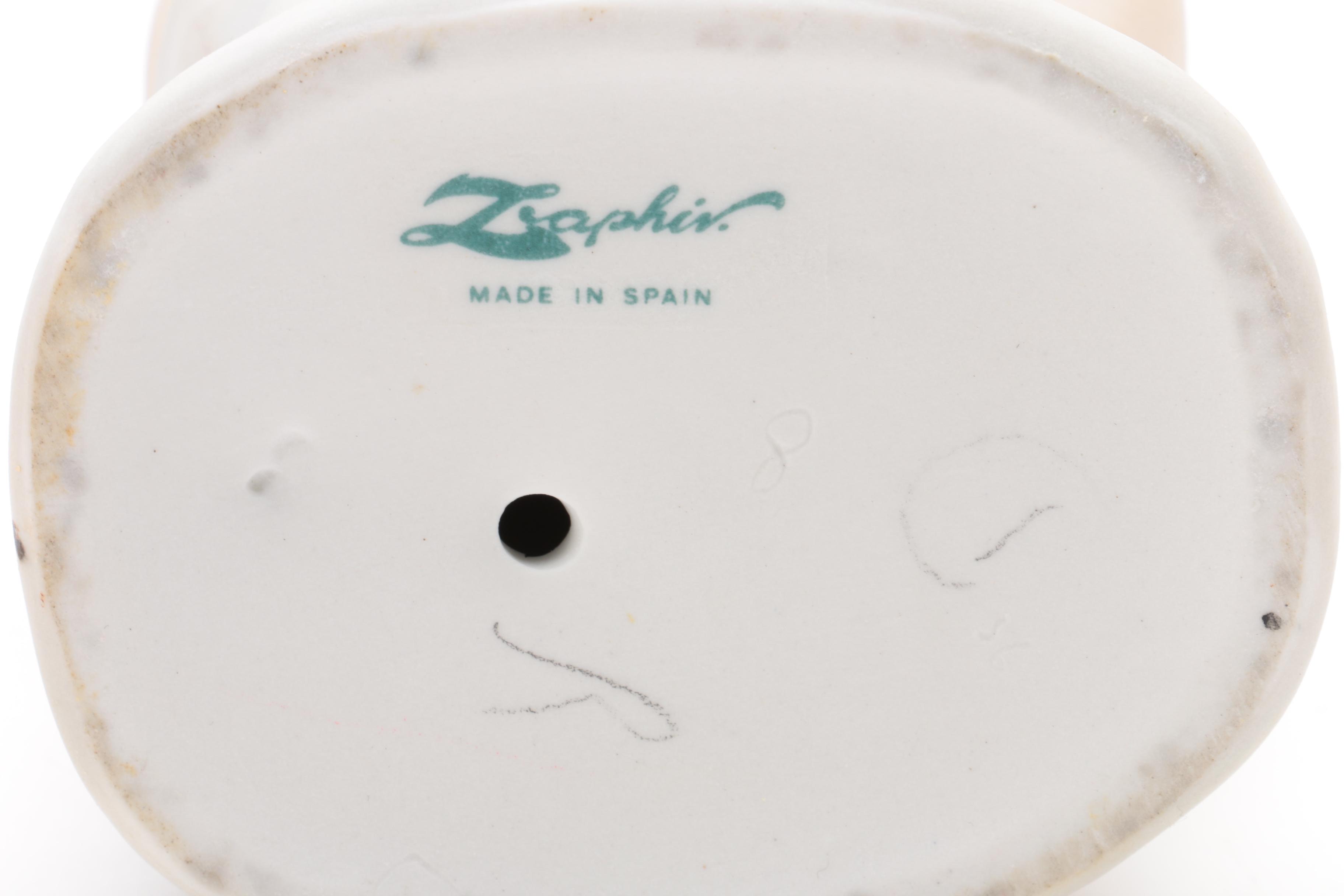 Zaphir Spanish Porcelain Figurine of Seated Girl with Rabbit