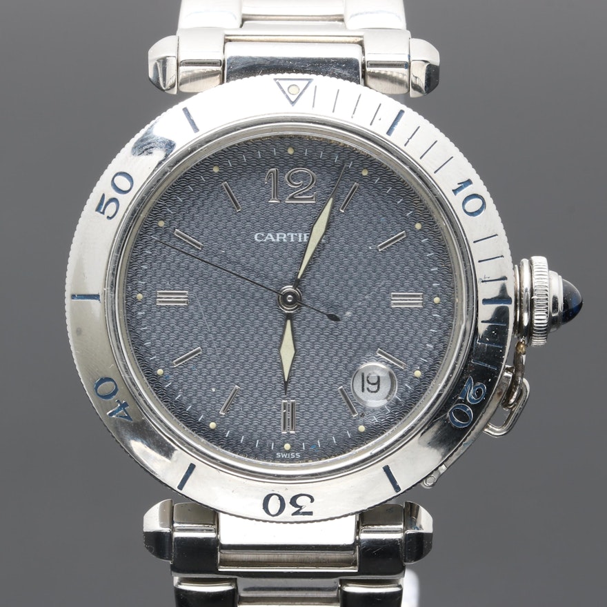 Cartier "Pasha" 1040 Stainless Steel Wristwatch