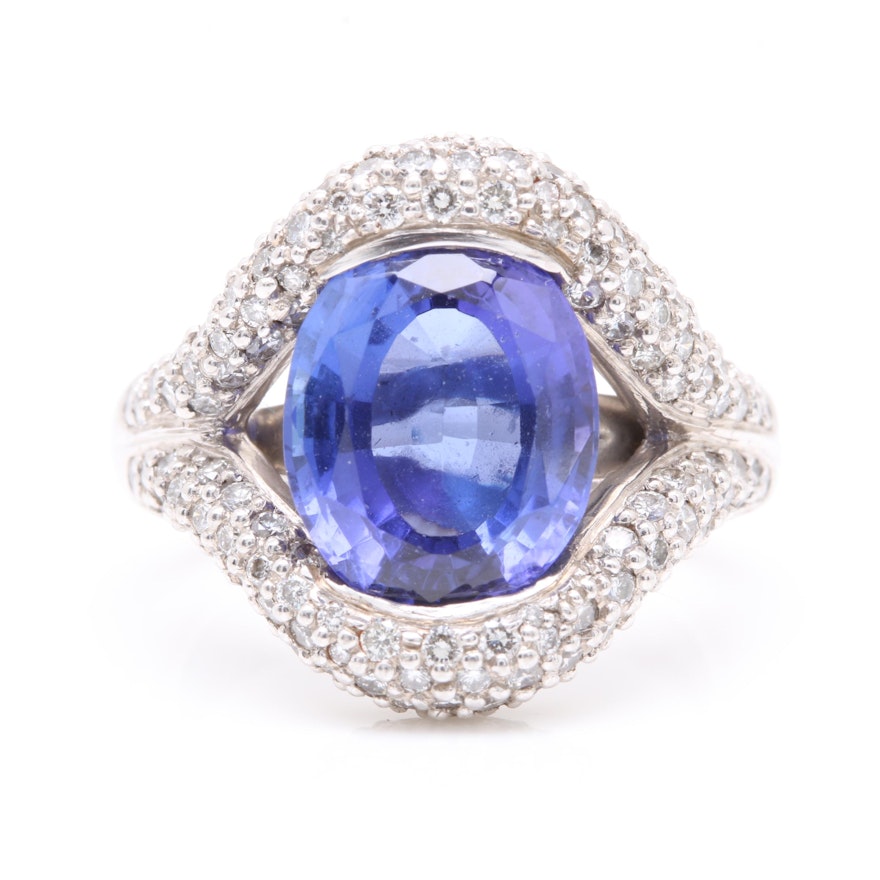 Kabana Platinum 10.57 CT Tanzanite and 1.12 CTW Diamond Ring