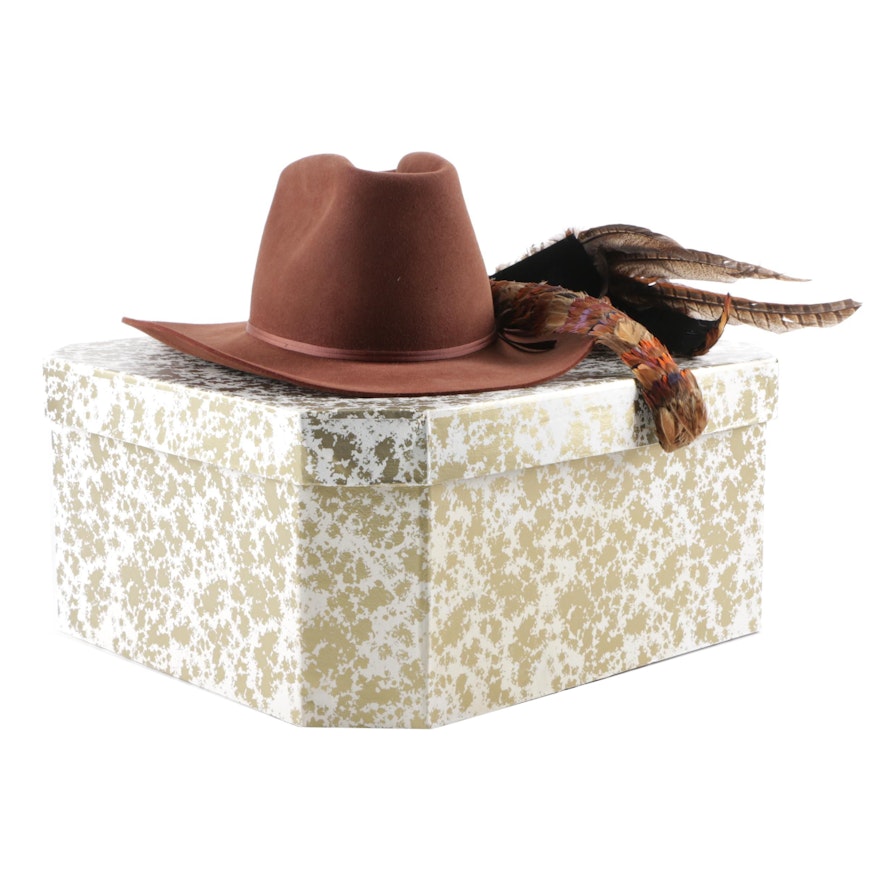 Men's Arizona Sun Bespoke Felted Western Hat with Pheasant Feather Hatband