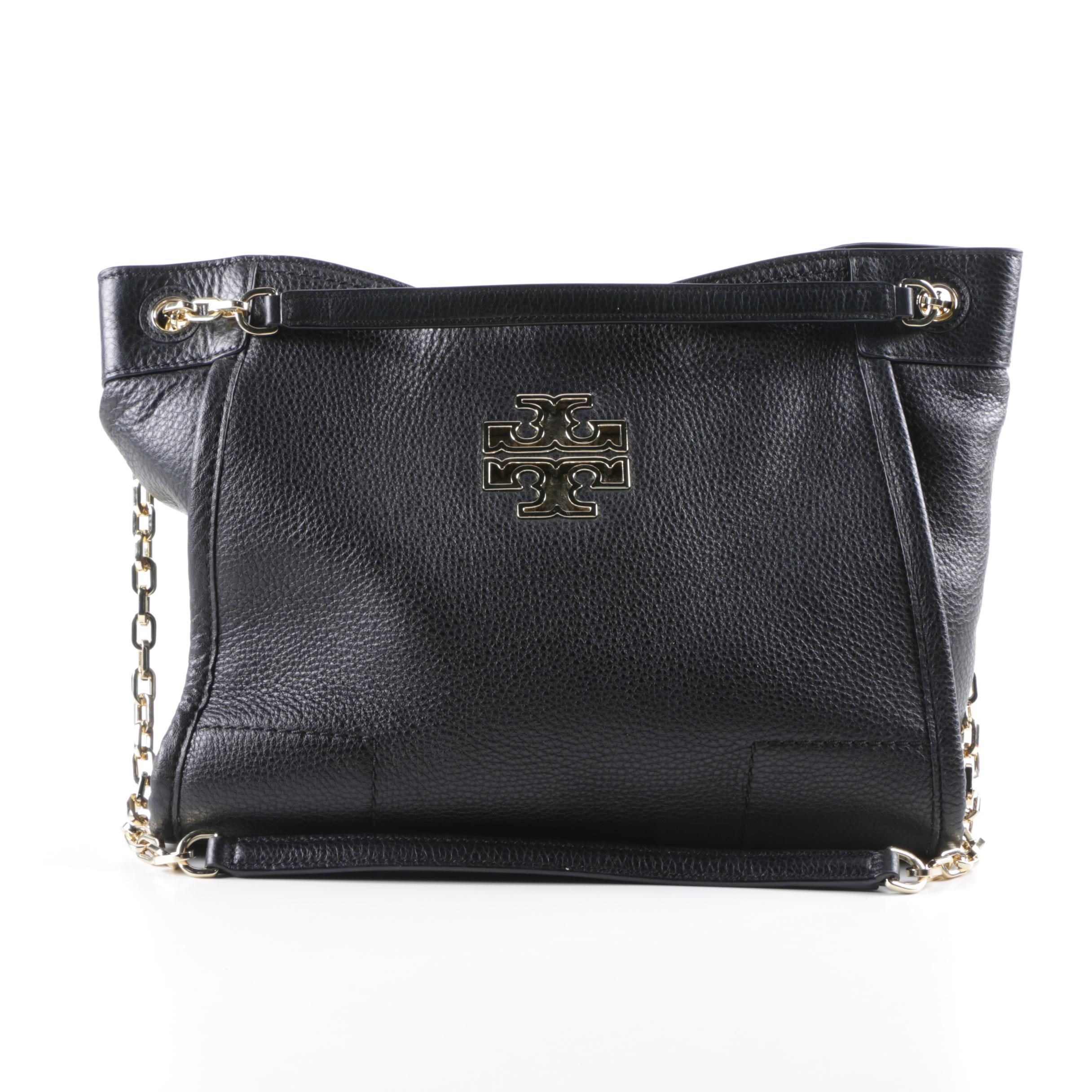 Tory Burch Black Pebbled Leather Shoulder Bag