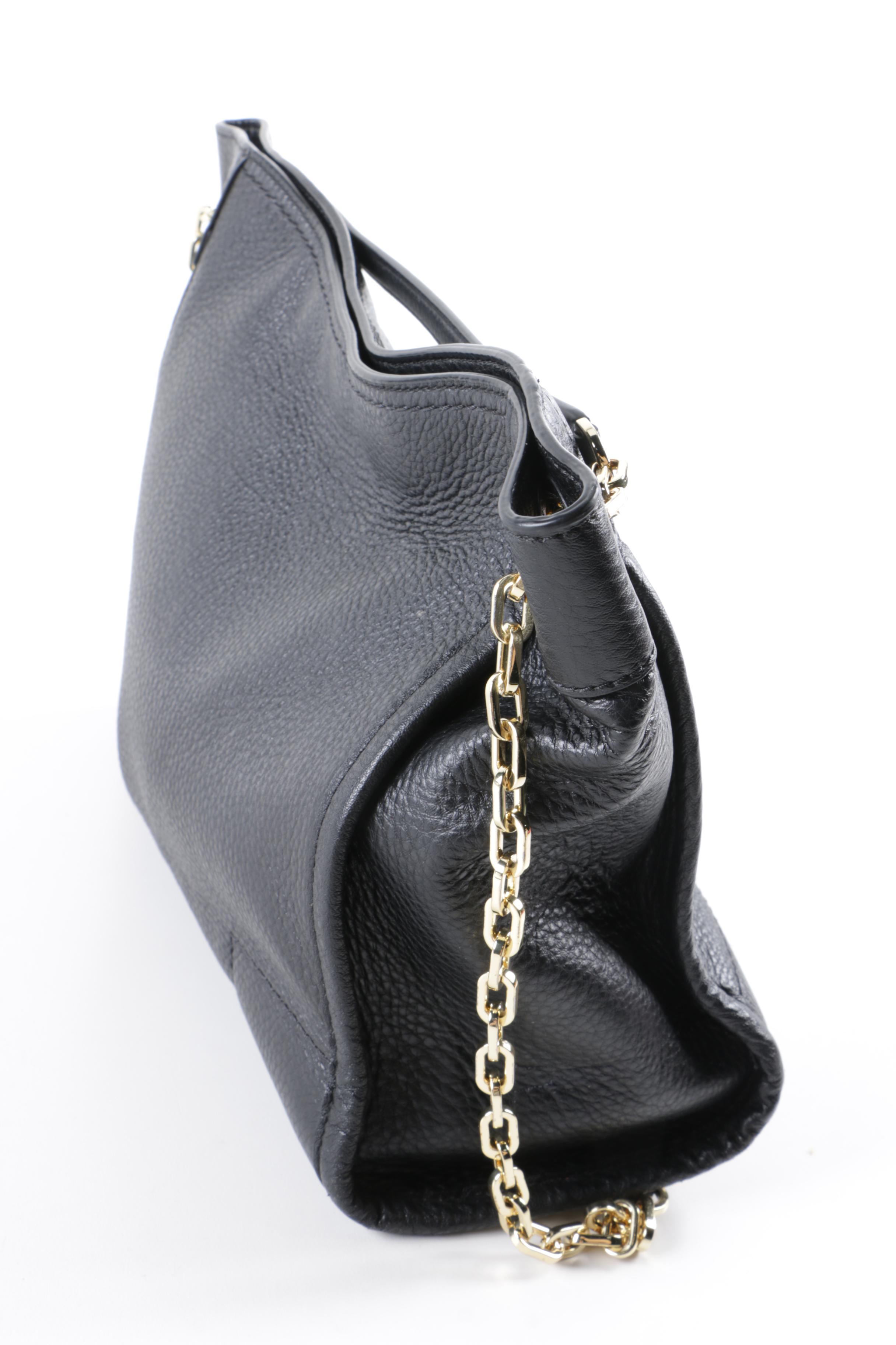 Tory Burch Black Pebbled Leather Shoulder Bag