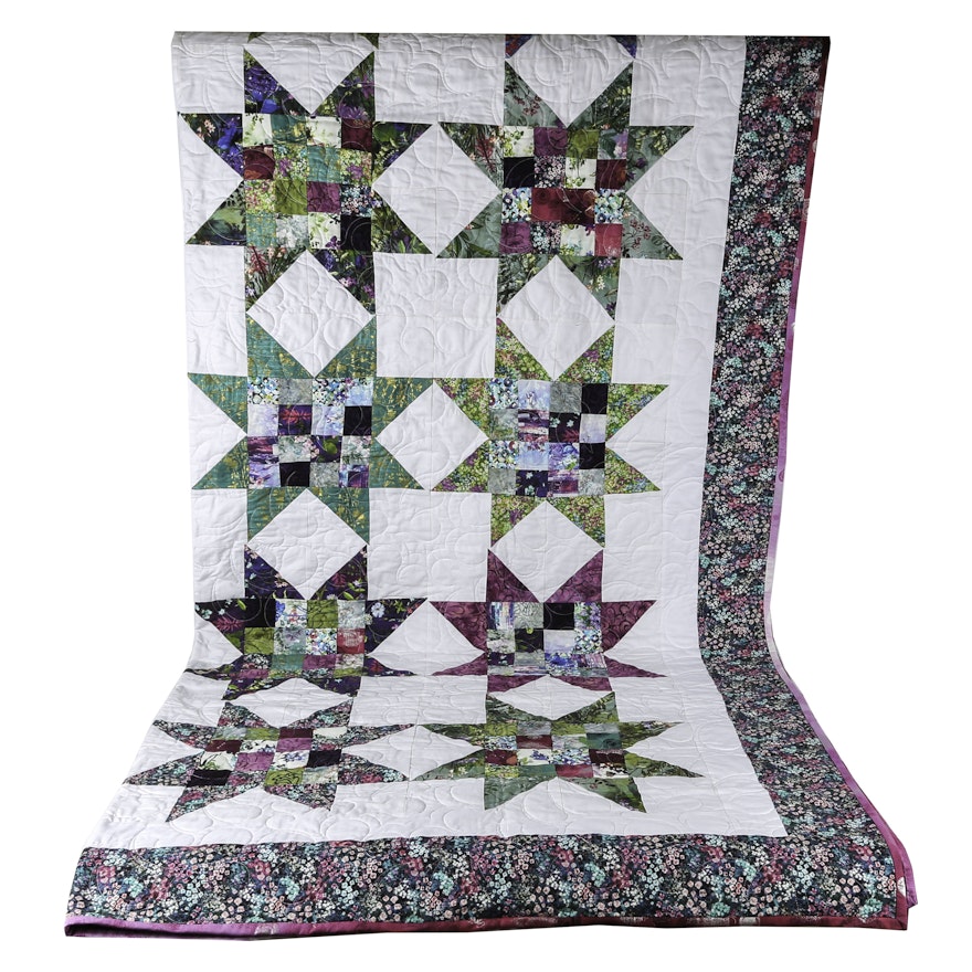 Contemporary Hand Made "9-Square Star" Quilt