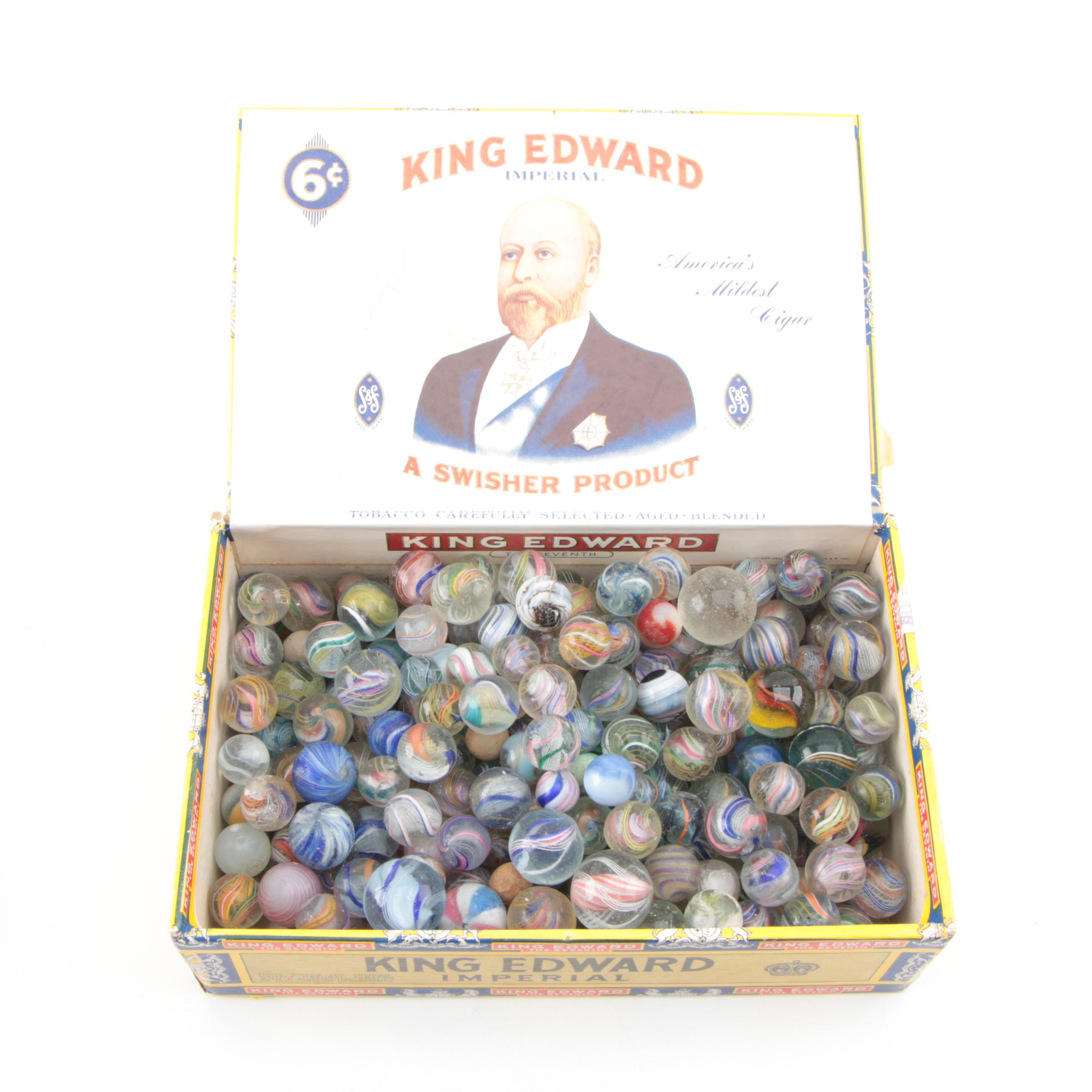 Large Collection of Antique Hand Blown Spiral Twist Marbles