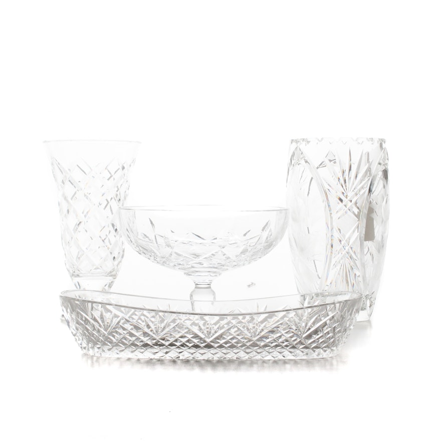 Waterford Crystal Decor with a Wheel Cut Glass Vase