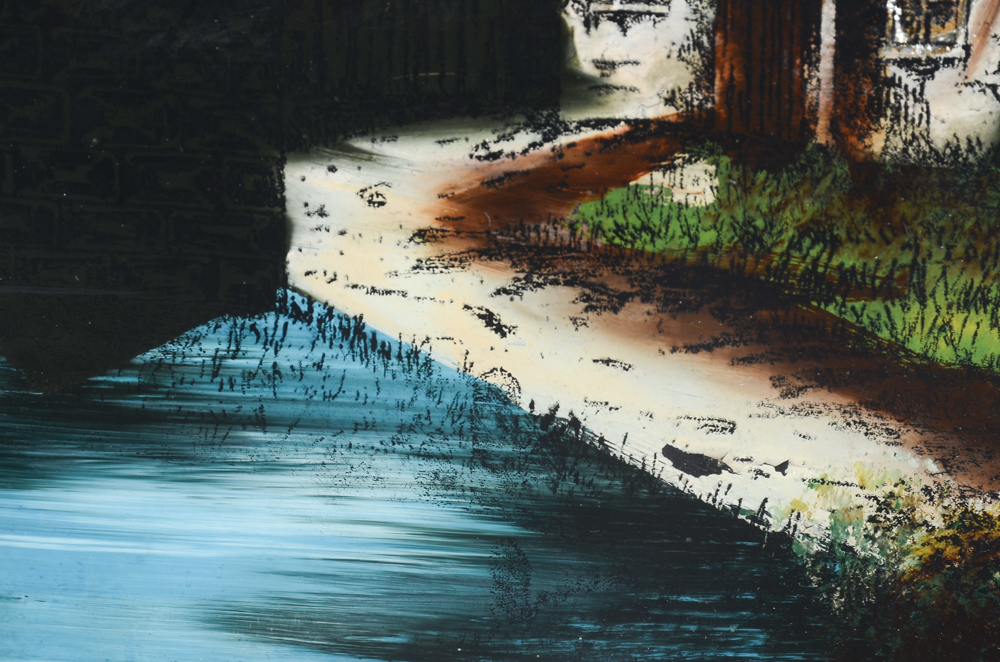 Reverse Glass Painting of a Landscape