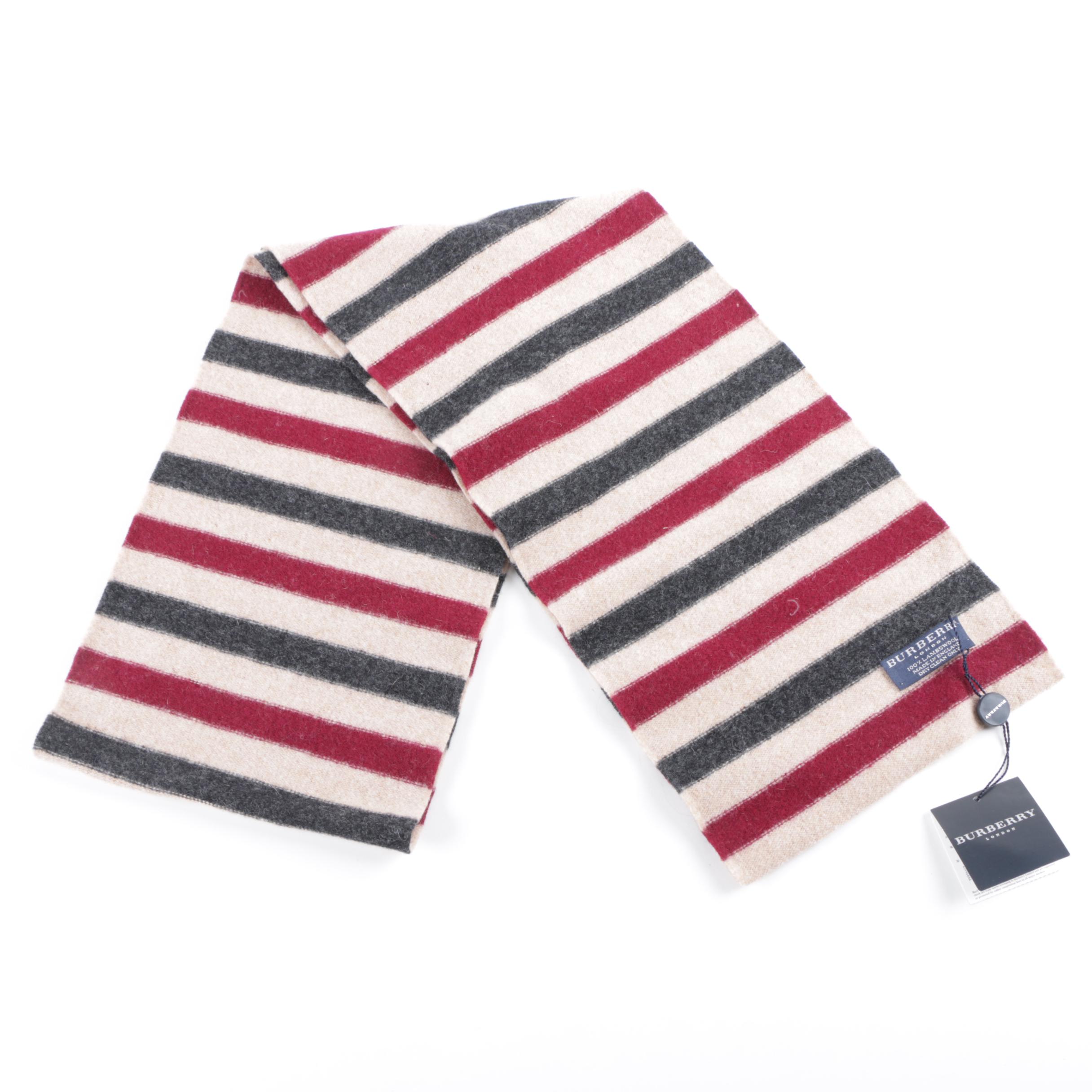 Burberry London Lambswool Stripe Scarf