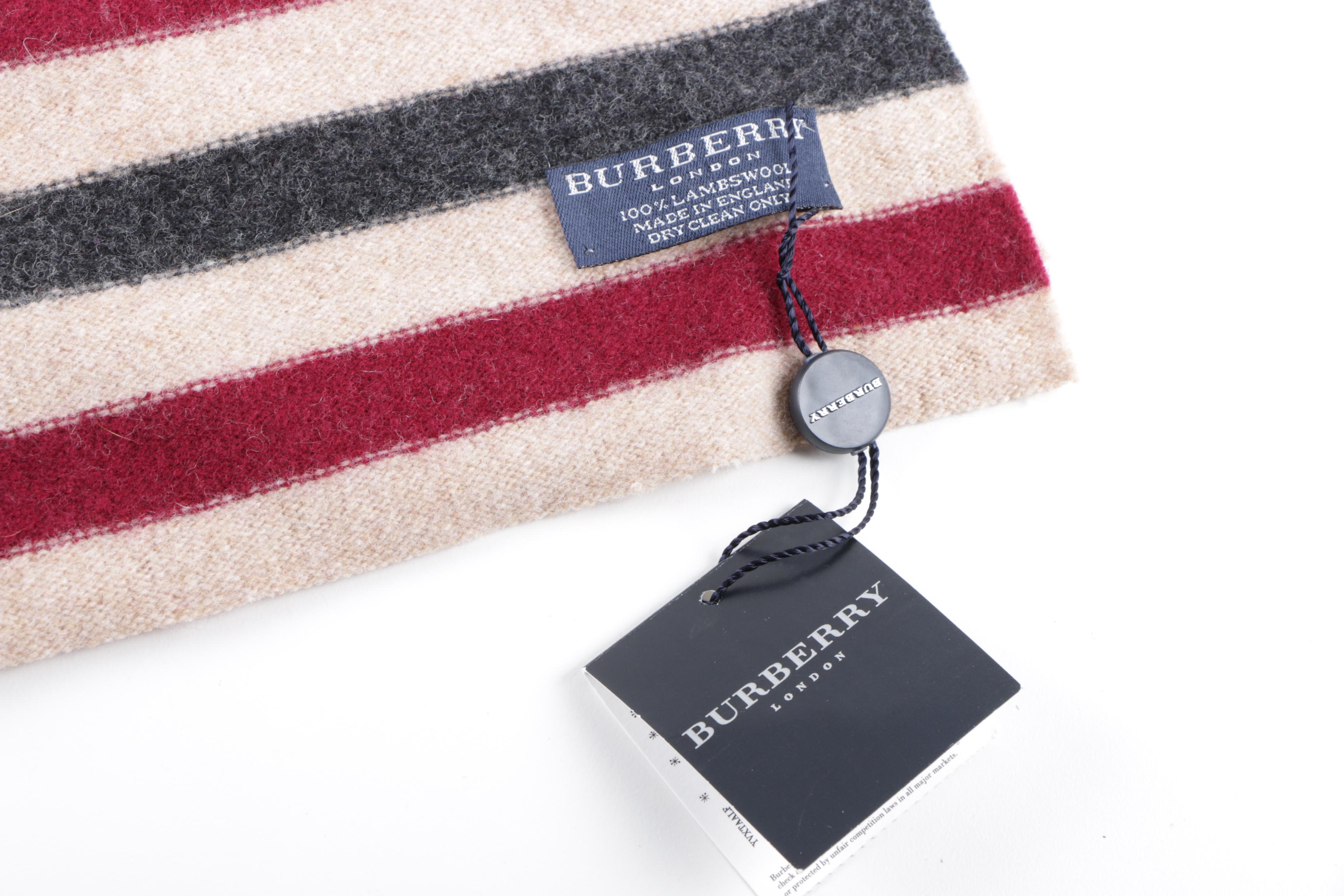 Burberry London Lambswool Stripe Scarf