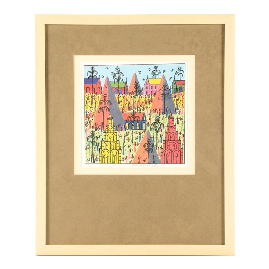 Howard Finster Signed Limited Edition Offset Lithograph "Healthy Environments"