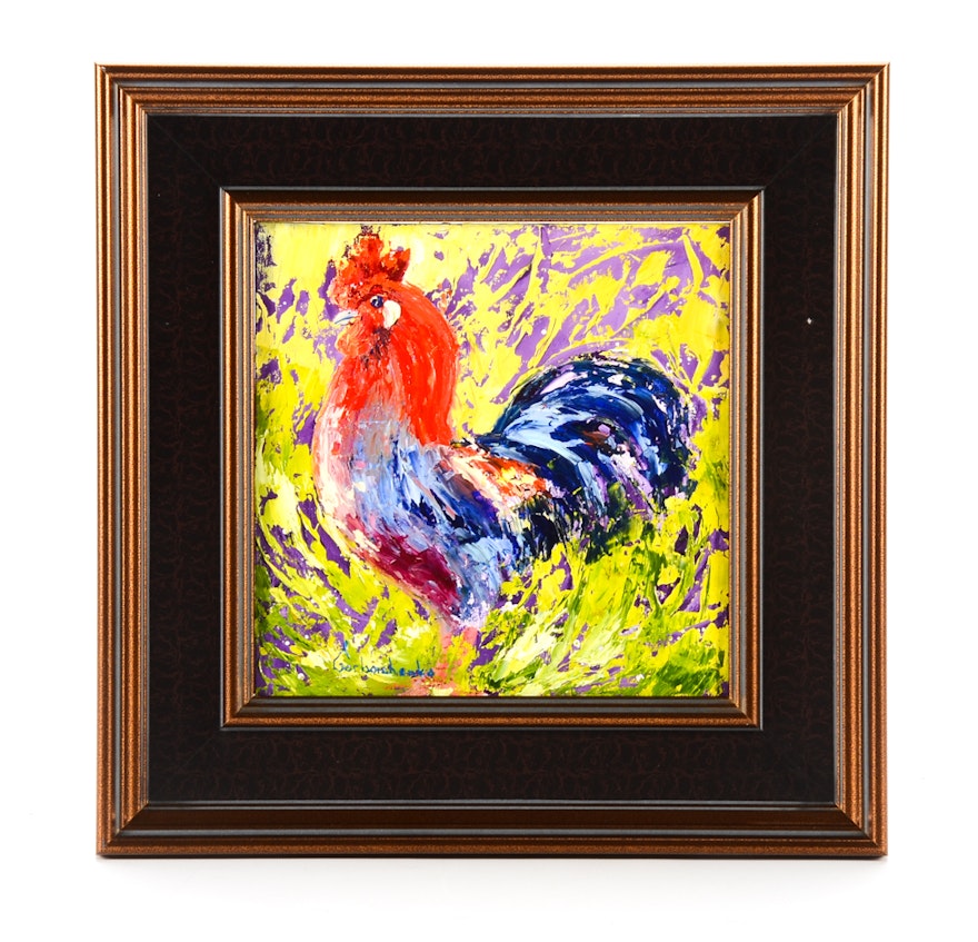 Tetiana Gorbachenko Abstract Oil Painting of a Rooster