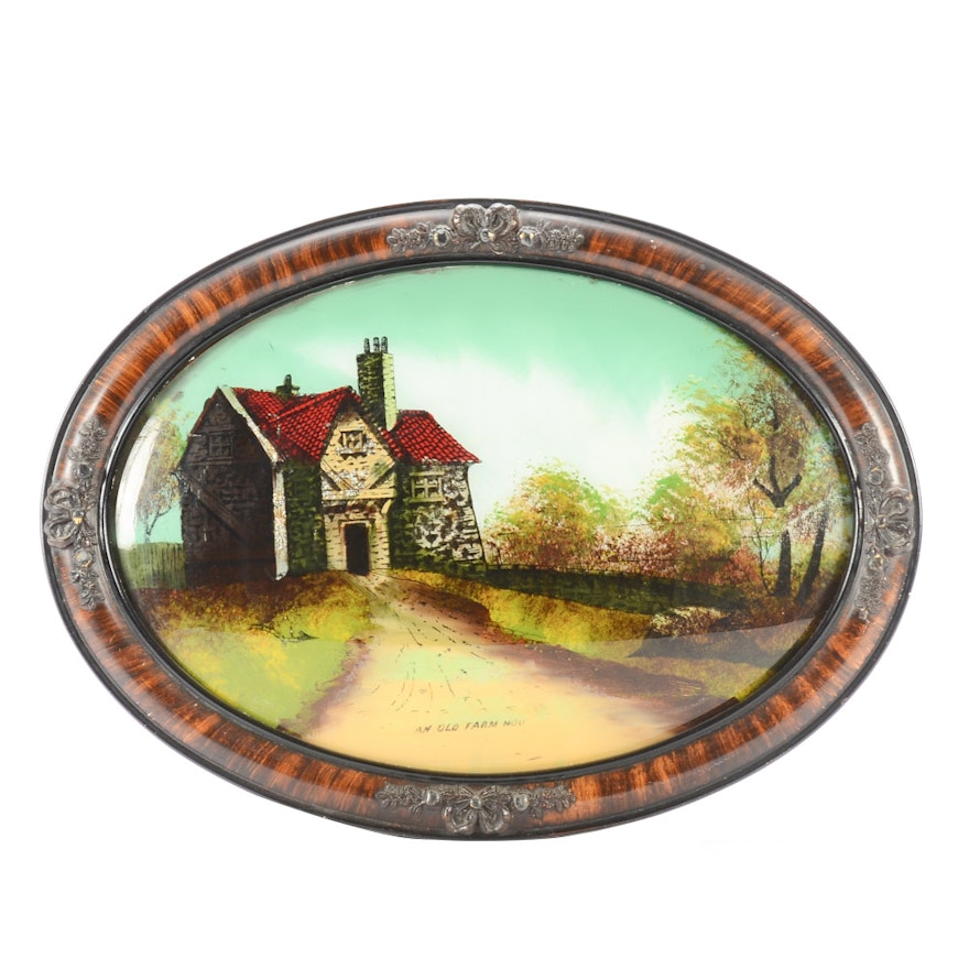 Reverse Glass Painting "An Old Farm House"