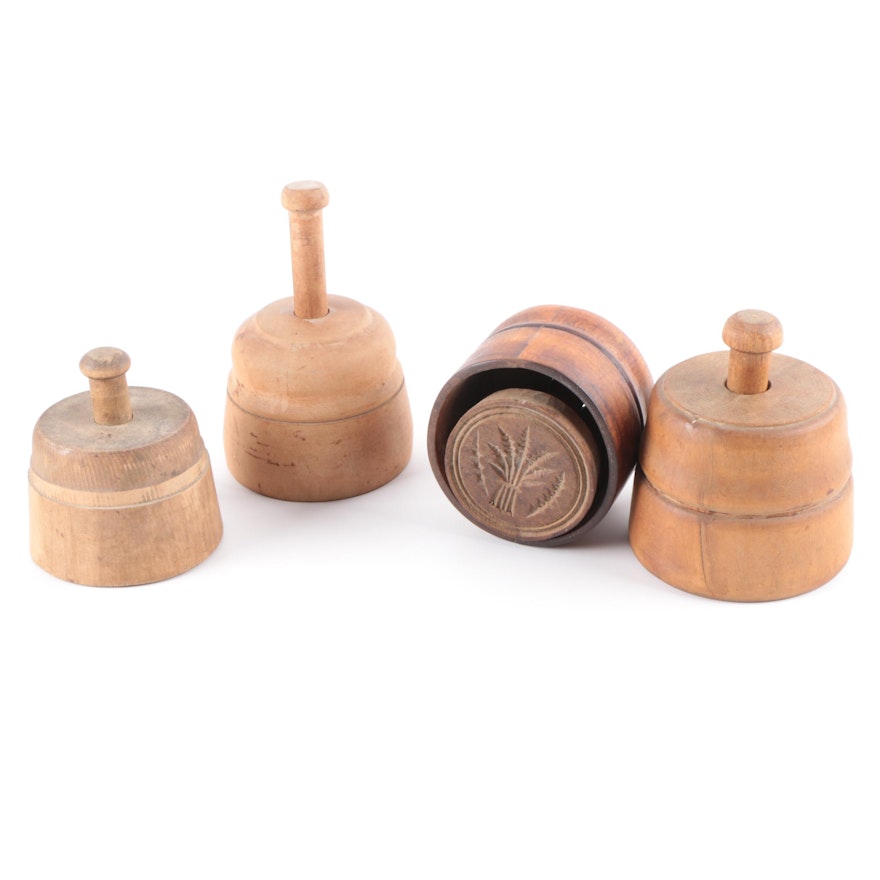 Four Antique Wooden Butter Molds