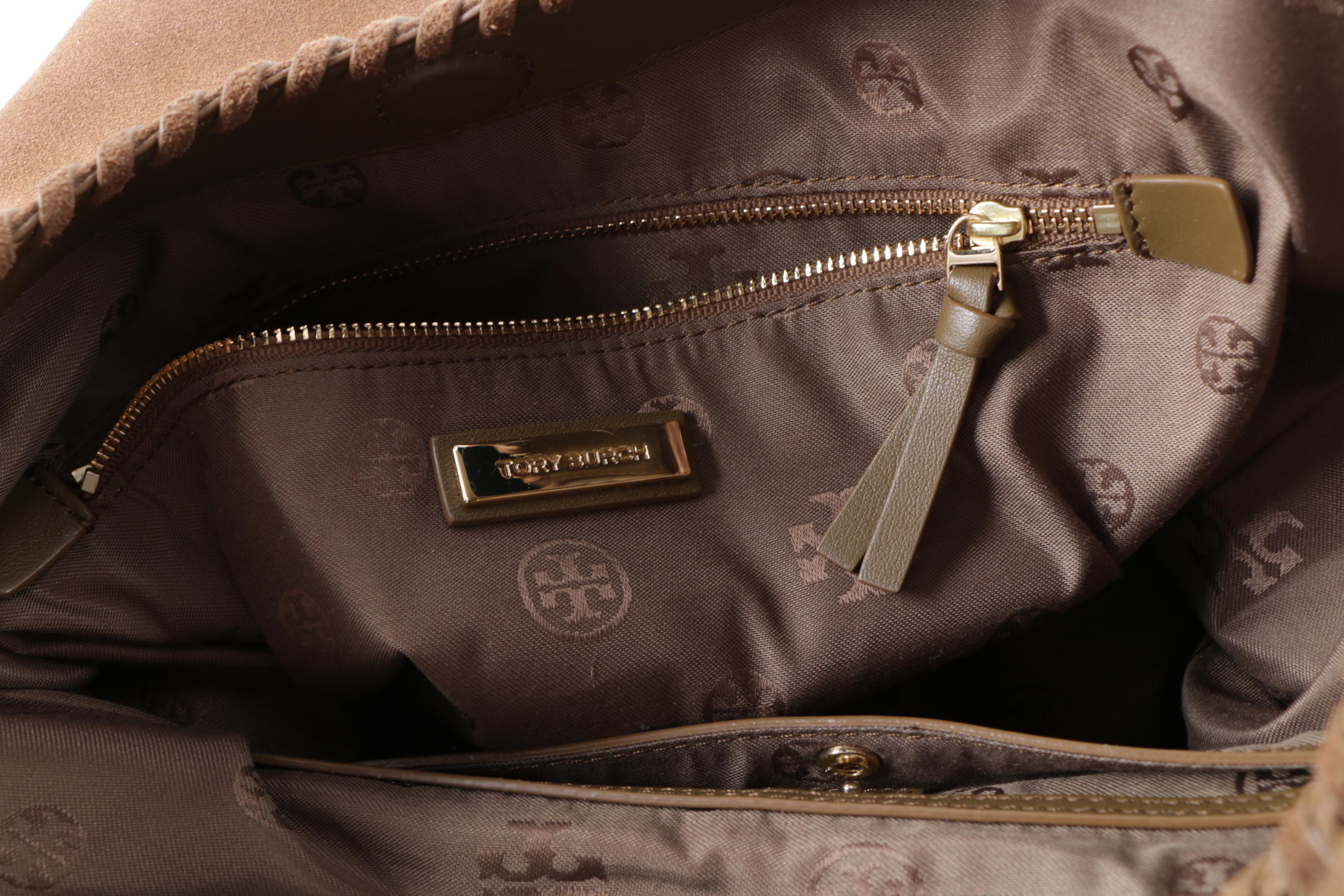 Tory Burch Brown Suede and Cole Haan Black Patent Leather and Suede Hobo Bags