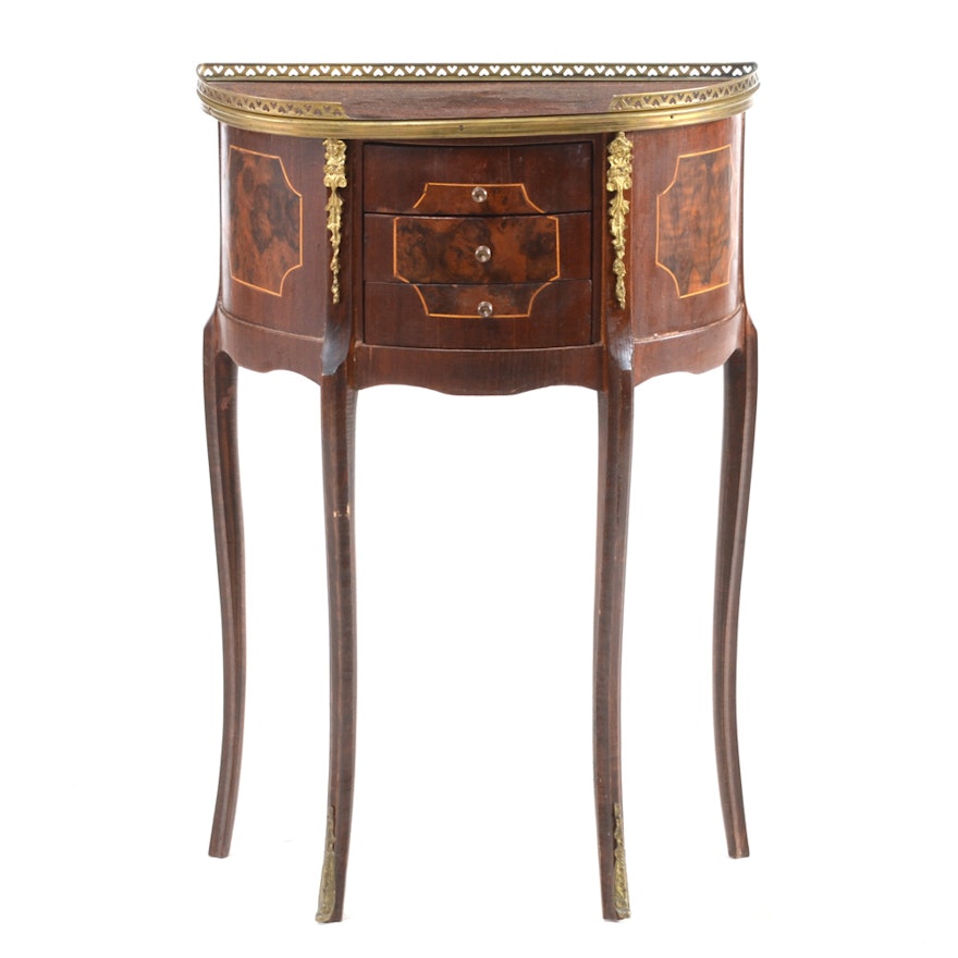 French Louis XV Style Demilune Table