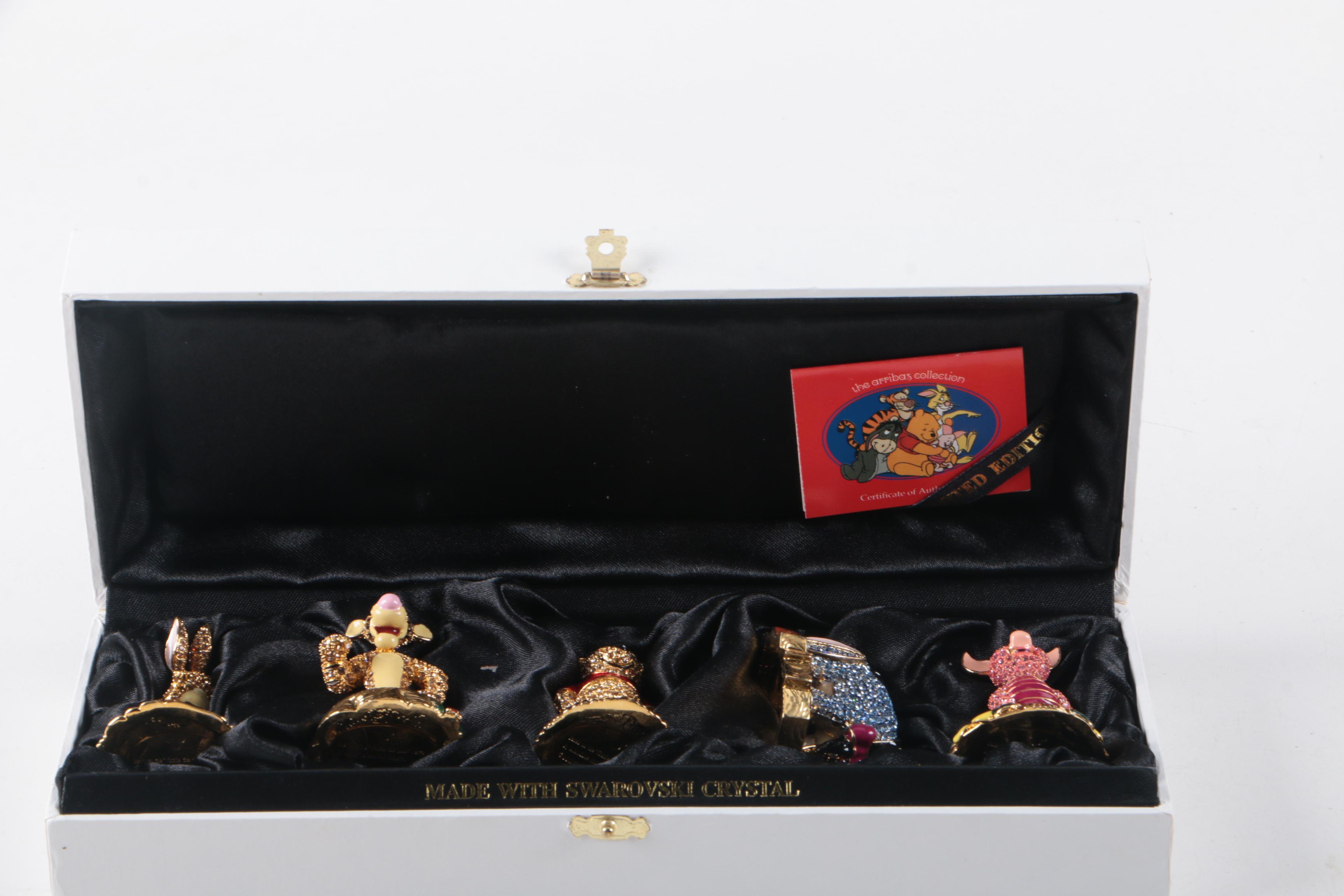 Limited Edition Arribas Brothers Swarovski Winnie the Pooh Figurine Set