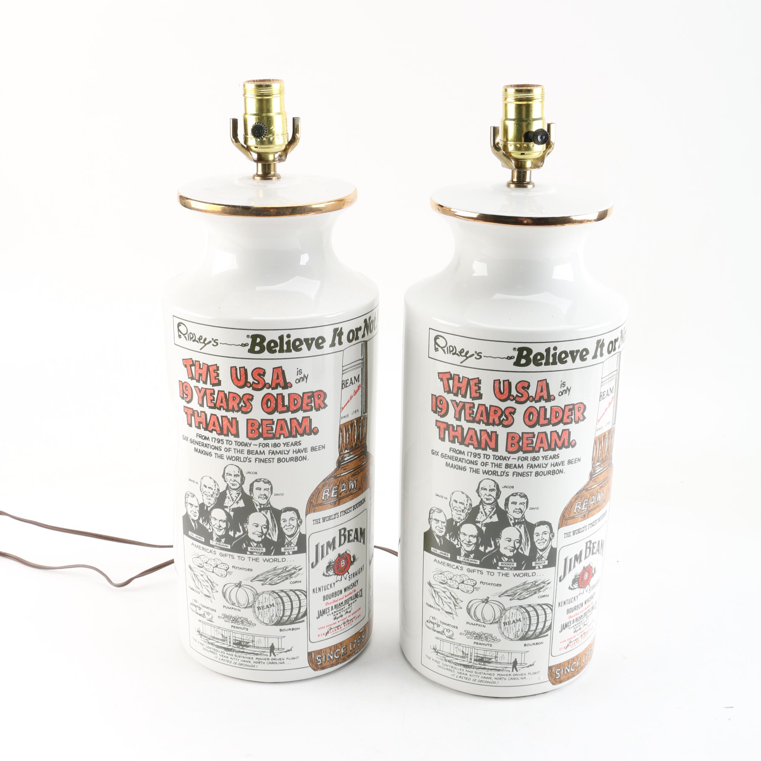 Pair of  Vintage "Ripley's Believe it or Not" Jim Beam Table Lamps