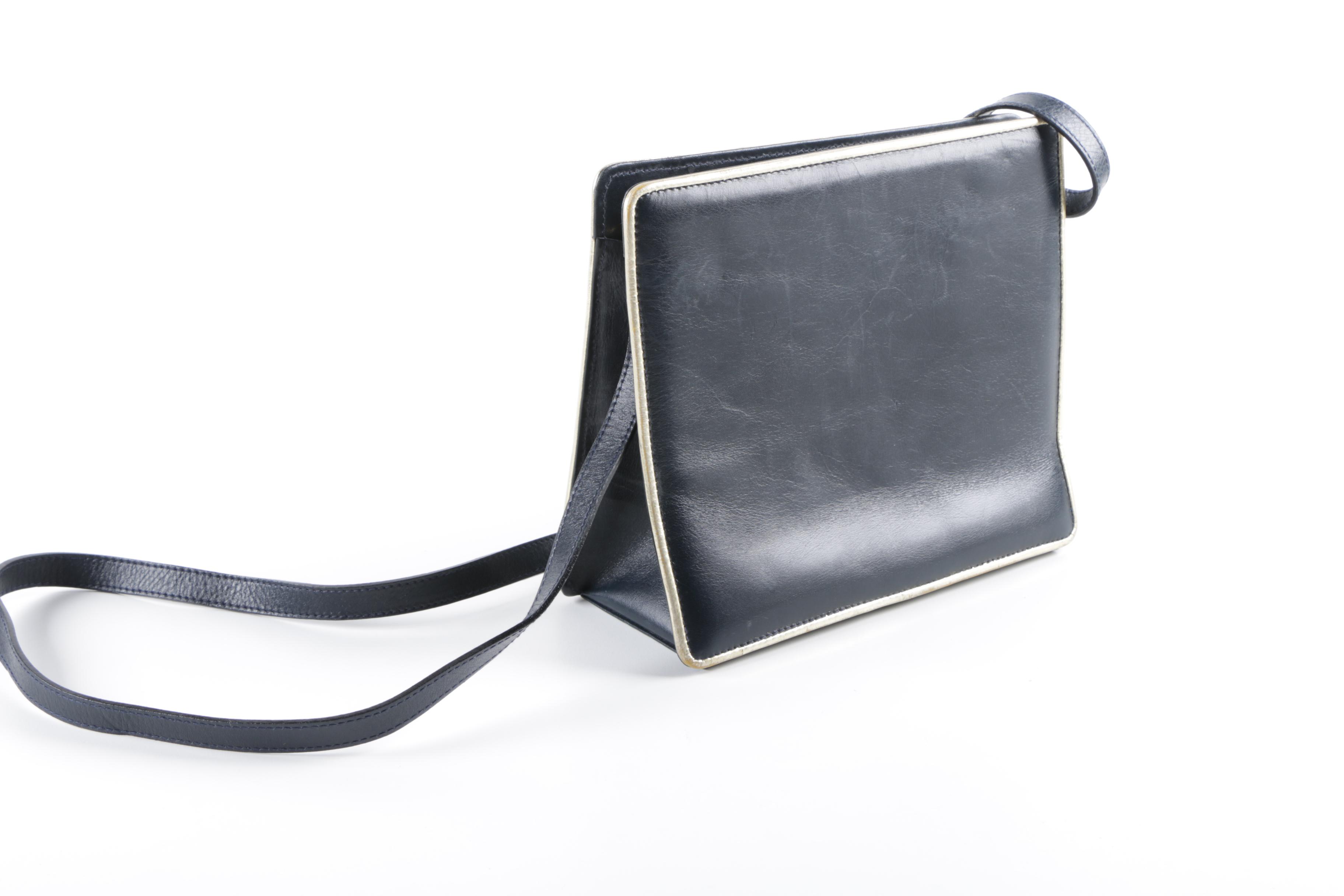 Longchamp Black Leather Handbag and Vintage Salvatore Ferragamo Leather Handbag