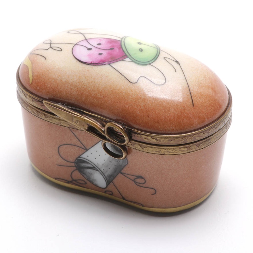 Limoge Sewing Theme Trinket Box