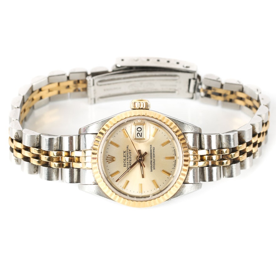 Rolex 18K Yellow Gold and Stainless Steel Oyster Perpetual Datejust Wristwatch