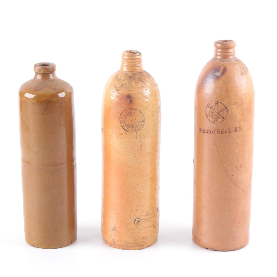 Antique German Clay Mineral Water Bottles