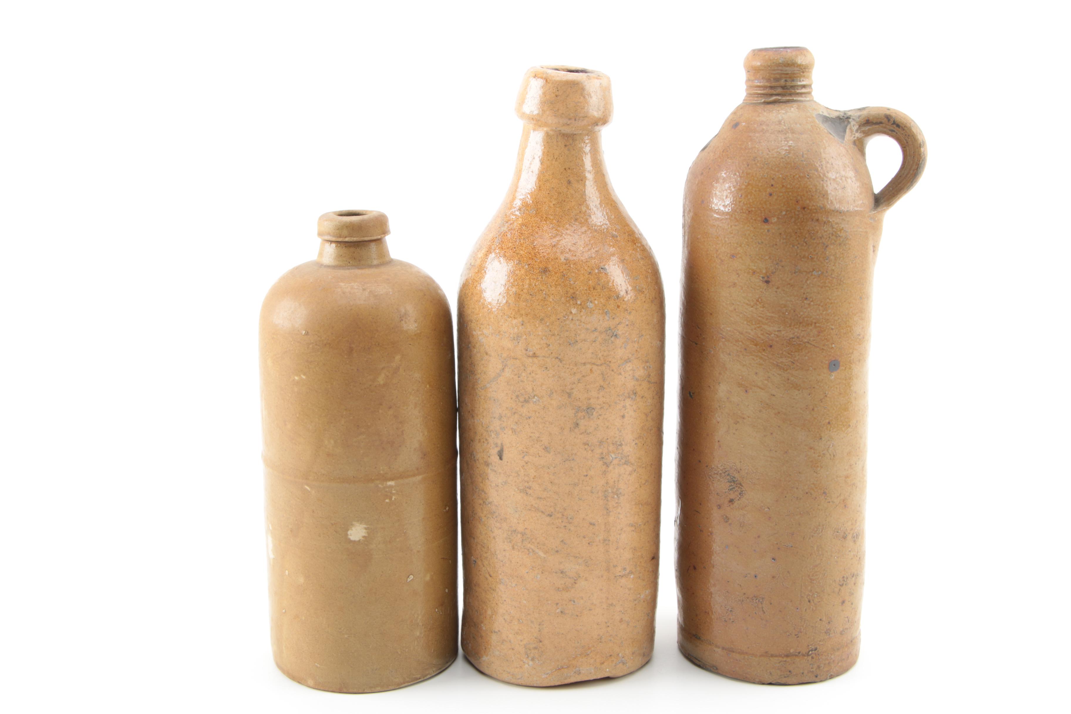 John Boldt and Other Antique Stoneware Whiskey and Mineral Water Bottles