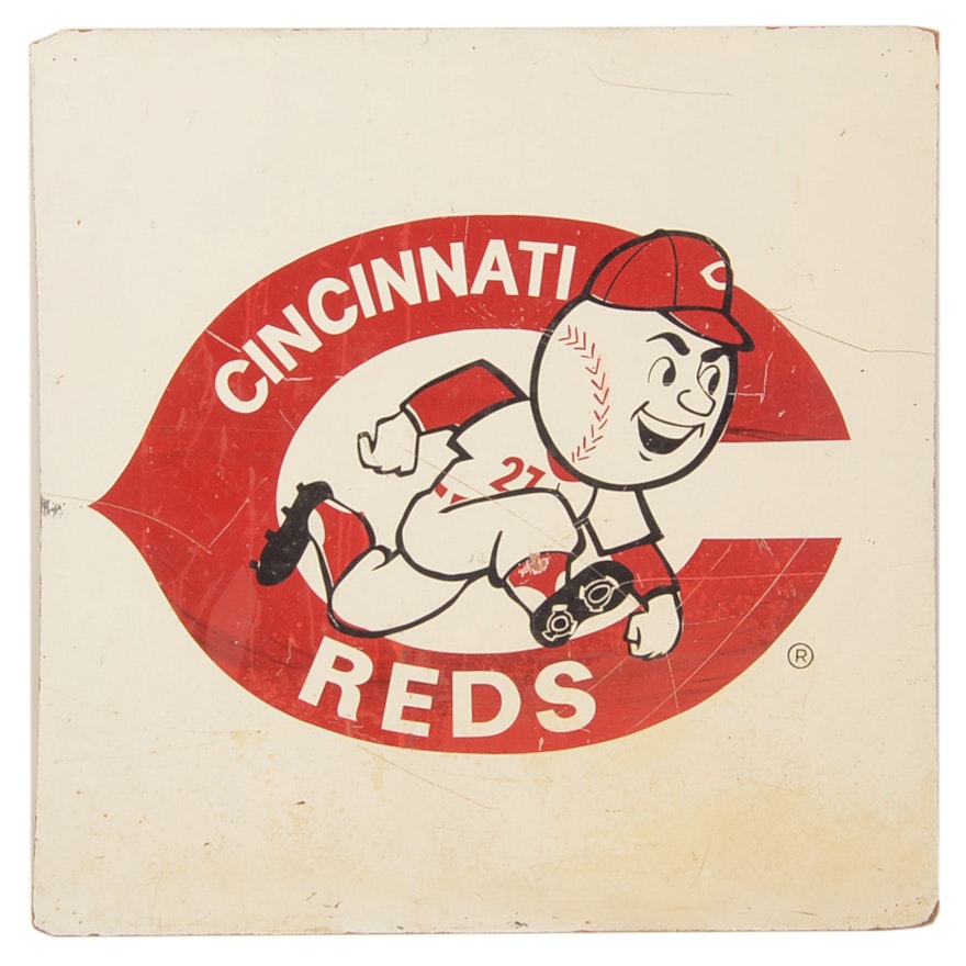 Large 1970s "Mr. Redlegs" Team Mascot Baseball Sign