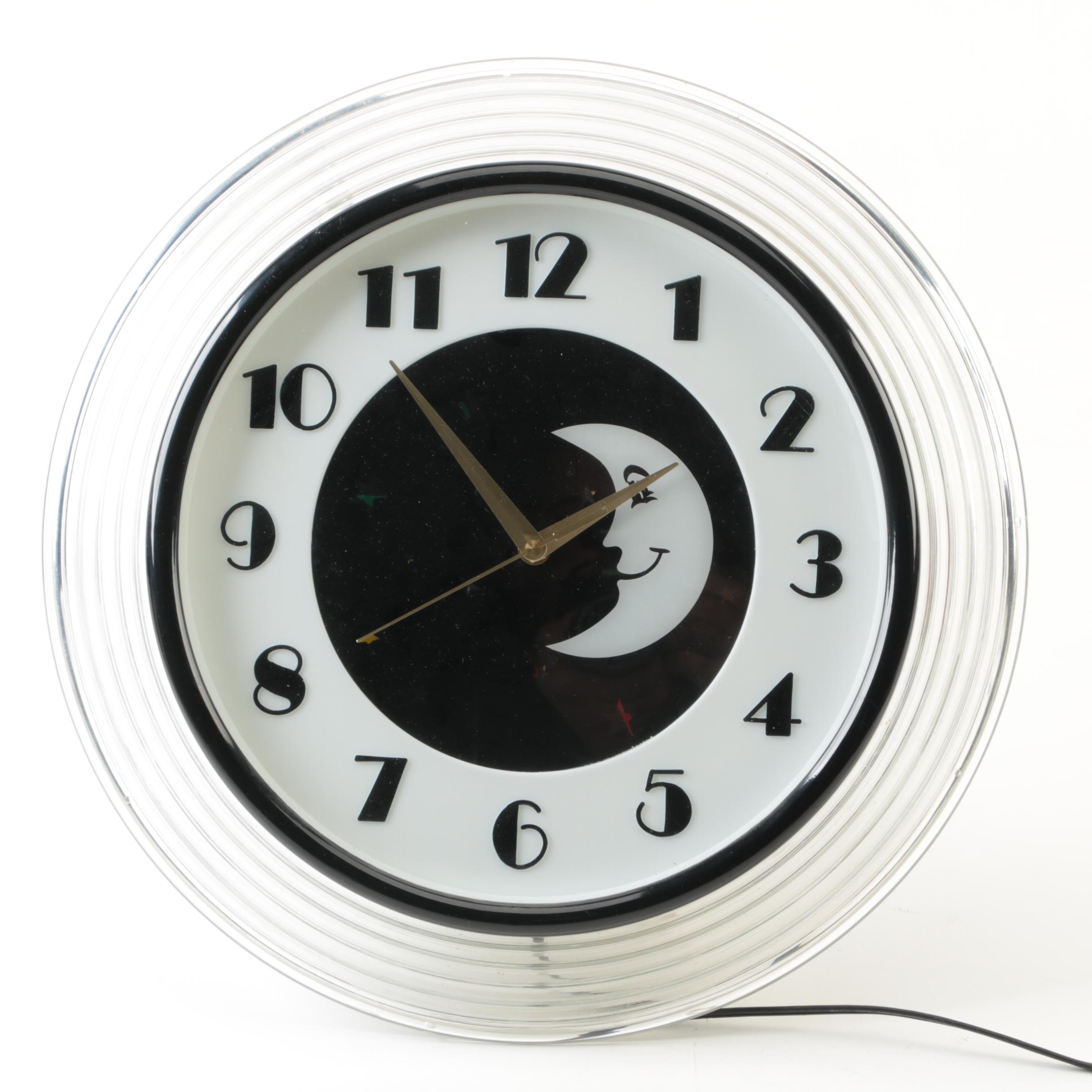 Hyman Products Vintage Art Deco Moon Wall Clock