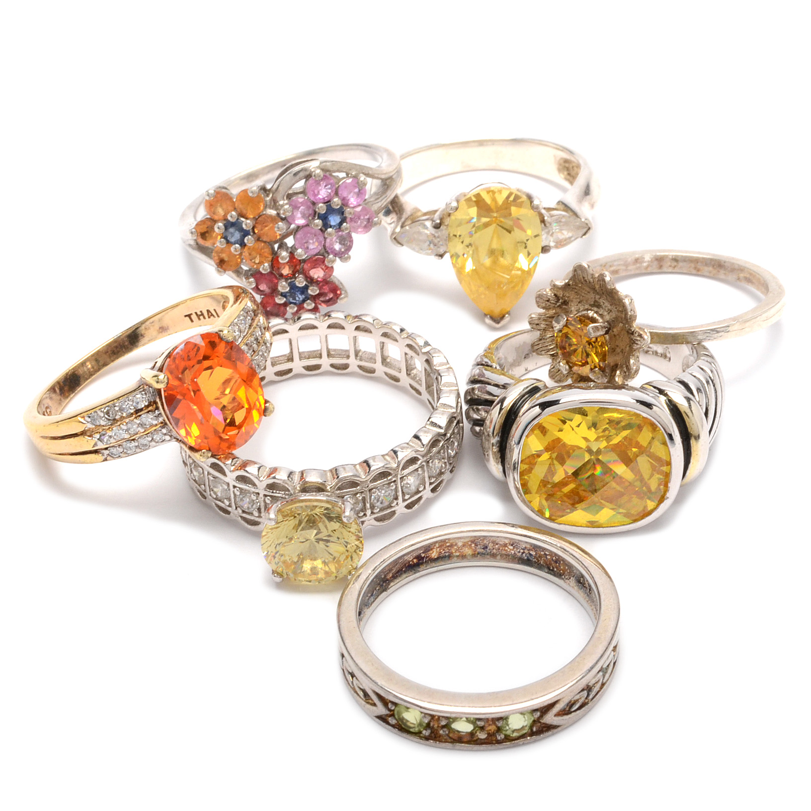 Assorted Sterling Silver Gemstone Rings