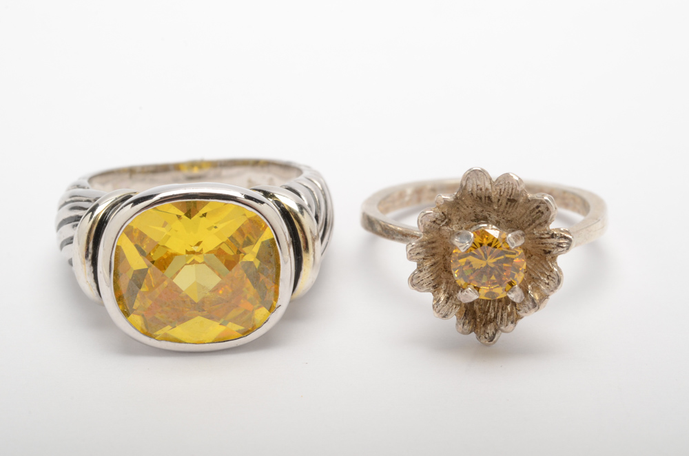 Assorted Sterling Silver Gemstone Rings