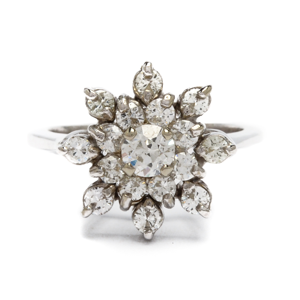 14K White Gold Diamond Cocktail Ring