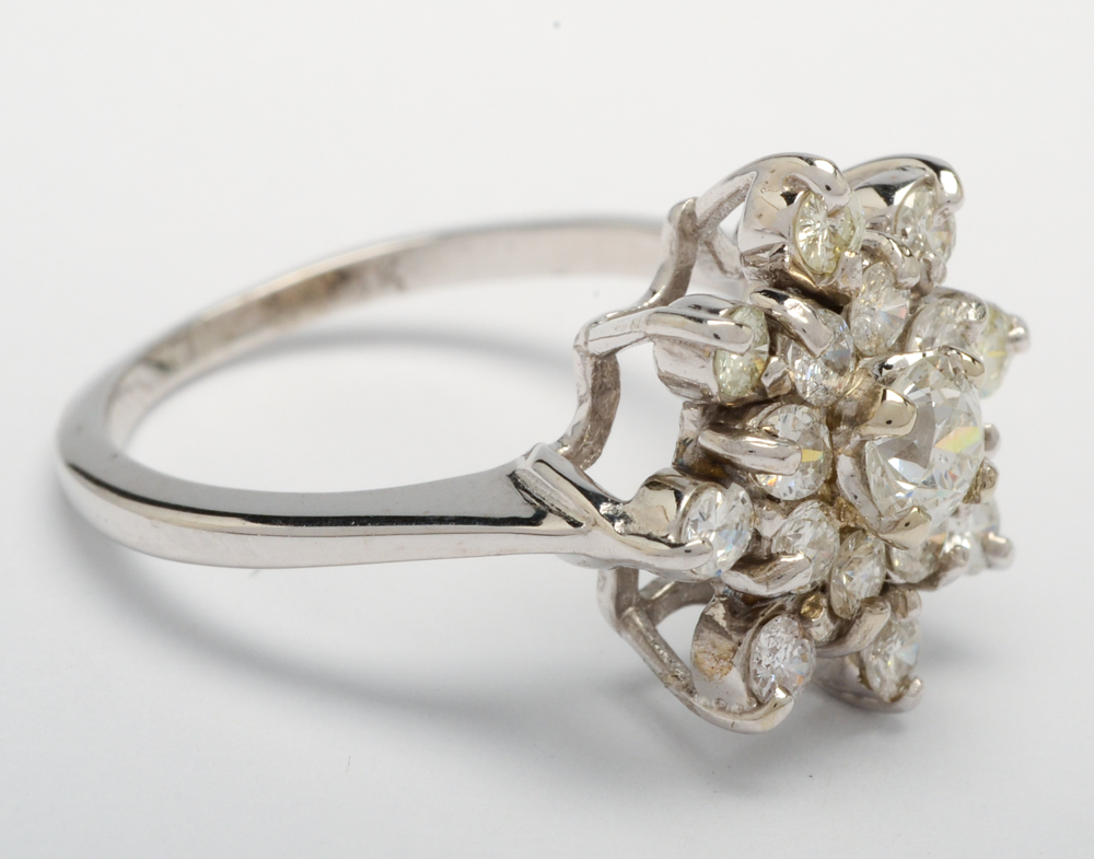 14K White Gold Diamond Cocktail Ring