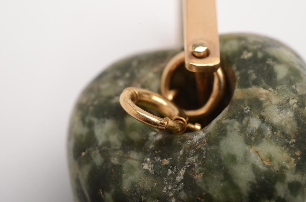 14K Yellow Gold Carved Serpentine Pendant
