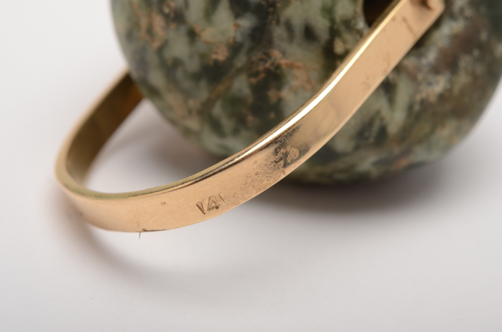 14K Yellow Gold Carved Serpentine Pendant