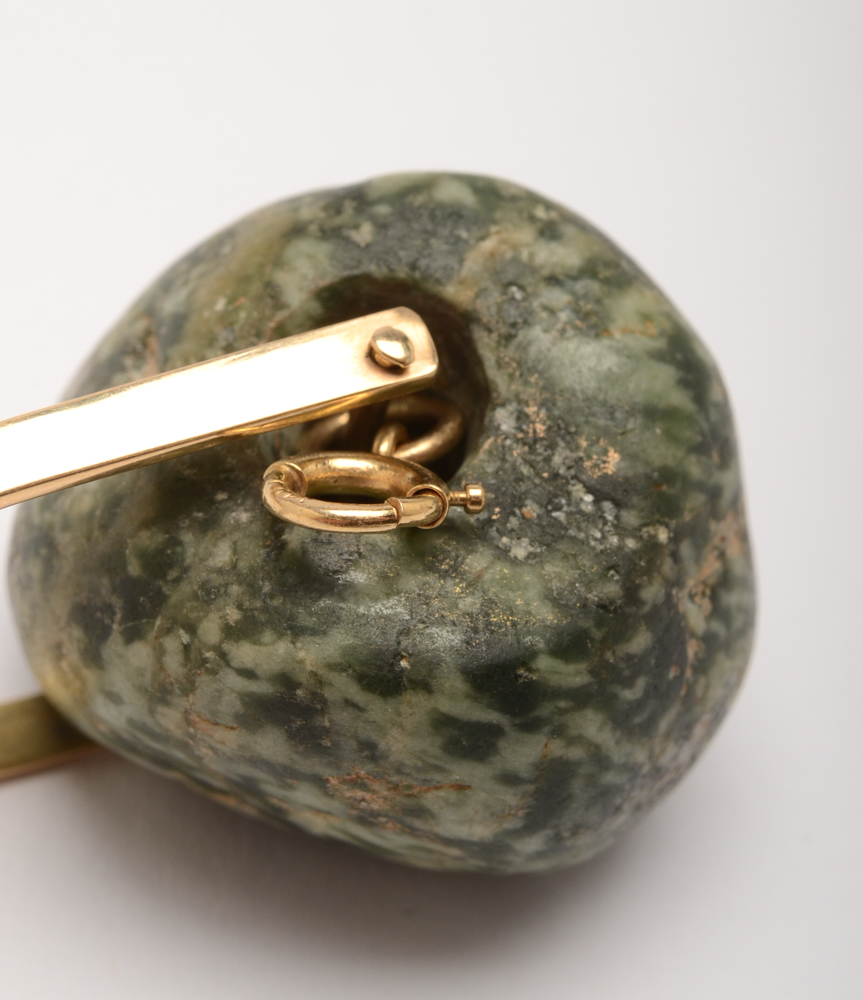14K Yellow Gold Carved Serpentine Pendant
