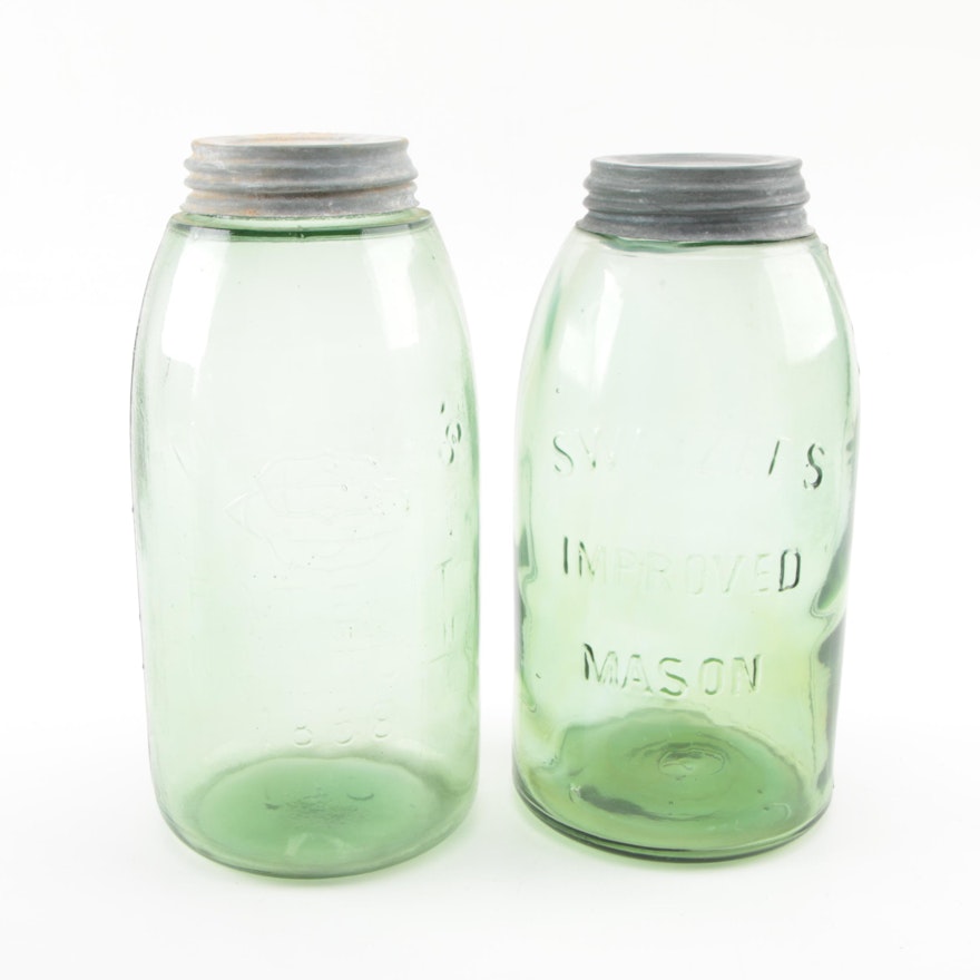 Swayzee's and Other Vintage Green Mason Jars
