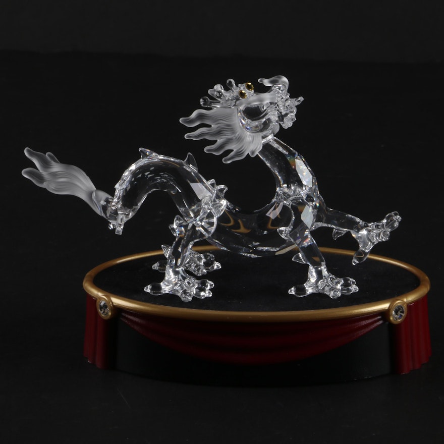 Swarovski Crystal Chinese Dragon Figurine with Stand