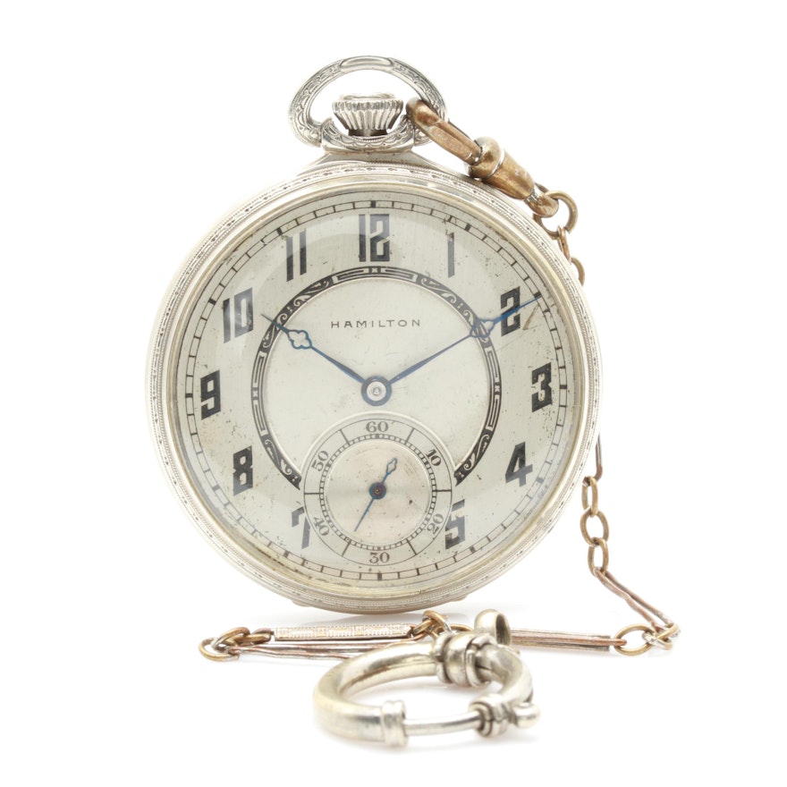 Vintage Hamilton 14K White Gold Pocket Watch