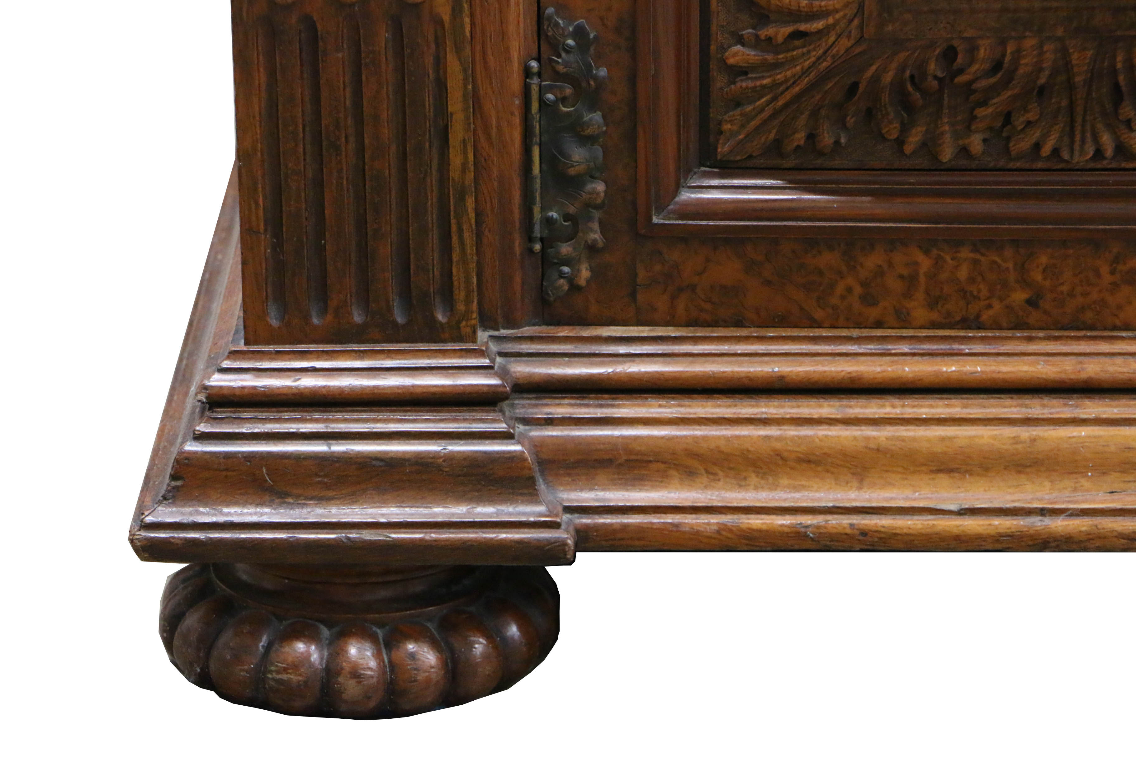 Antique Late Victorian Carved Oak and Circassian Walnut Sideboard by Maple & Co.