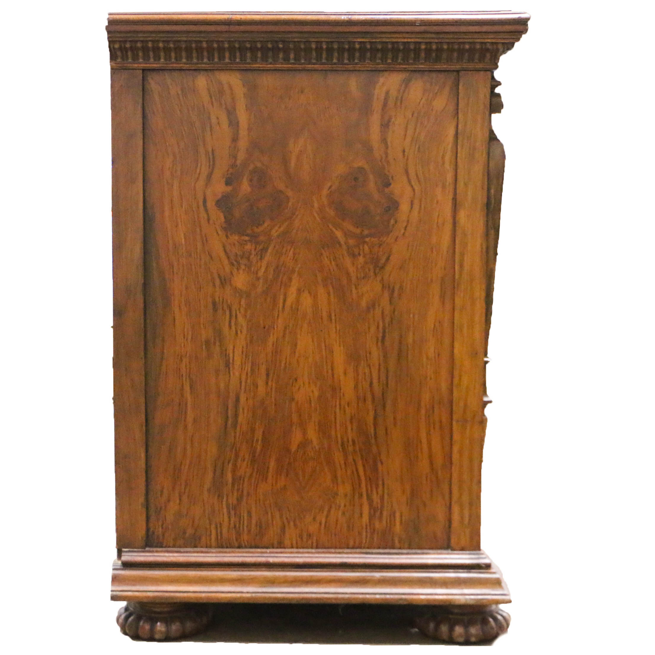 Antique Late Victorian Carved Oak and Circassian Walnut Sideboard by Maple & Co.