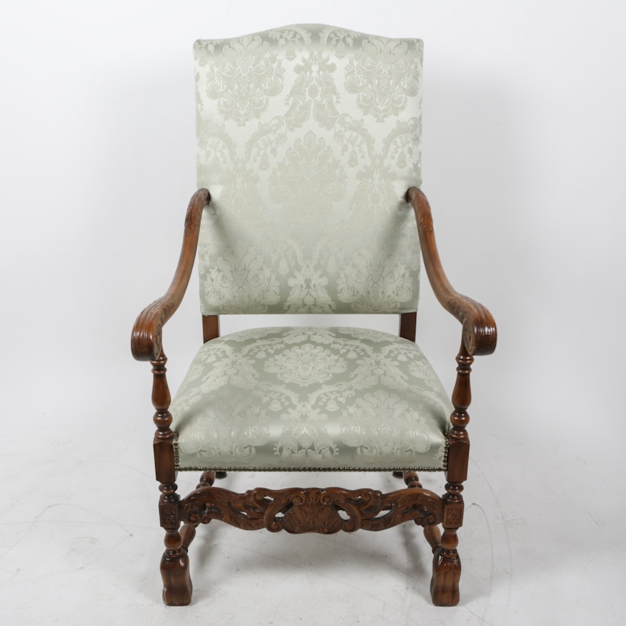 Vintage Jacobean Revival Style Armchair