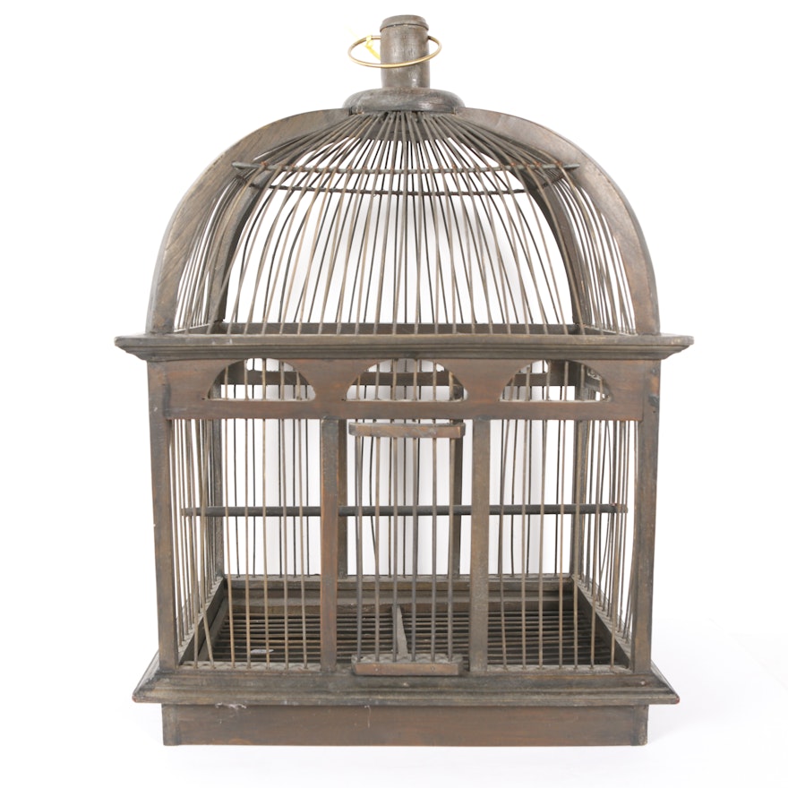 Vintage Wood and Metal Birdcage