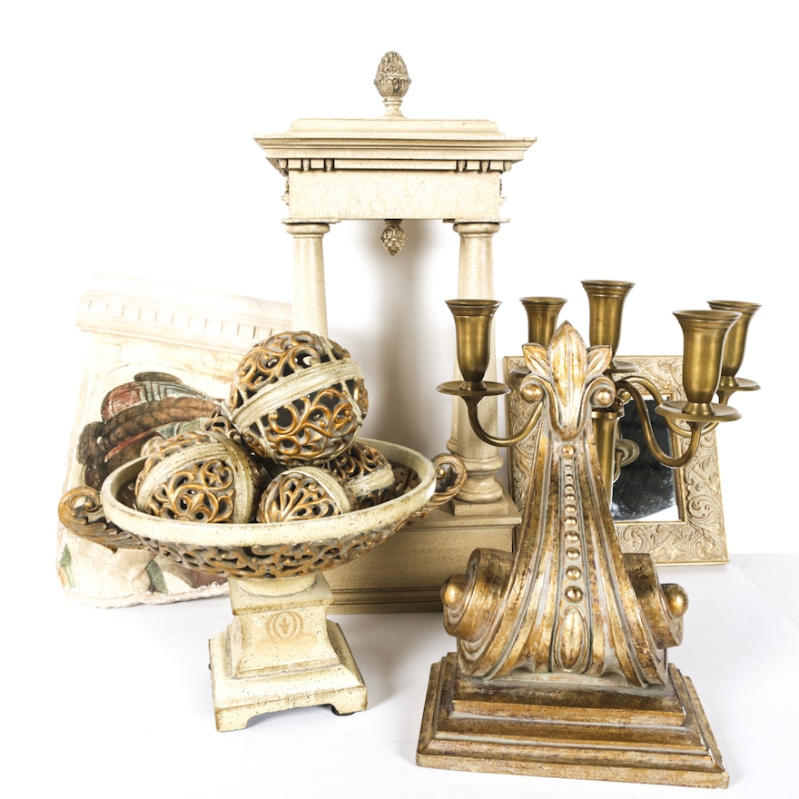 Candelabra, Decorative Bowl and Other Decor