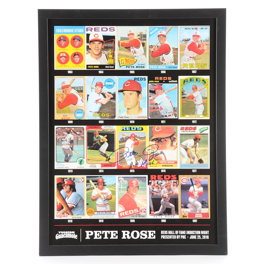 2016 Pete Rose Signed "Reds Hall Of Fame Induction" Framed Card Display