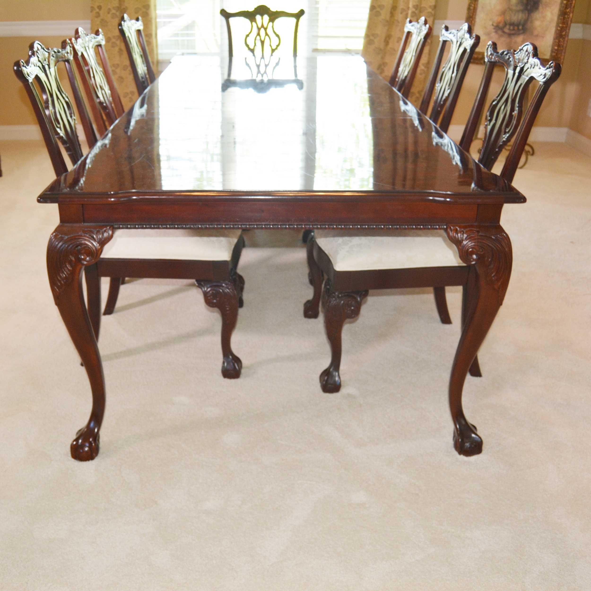 Thomasville Chippendale Style Dining Room Table and Chairs