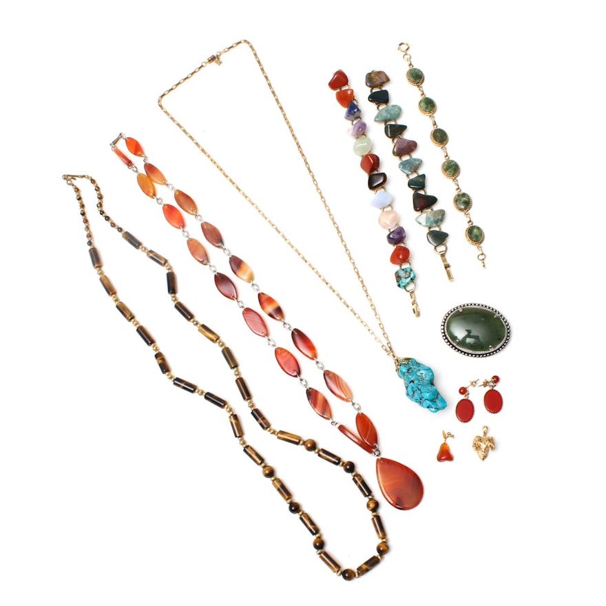 Selection of Costume Jewelry with Gemstones