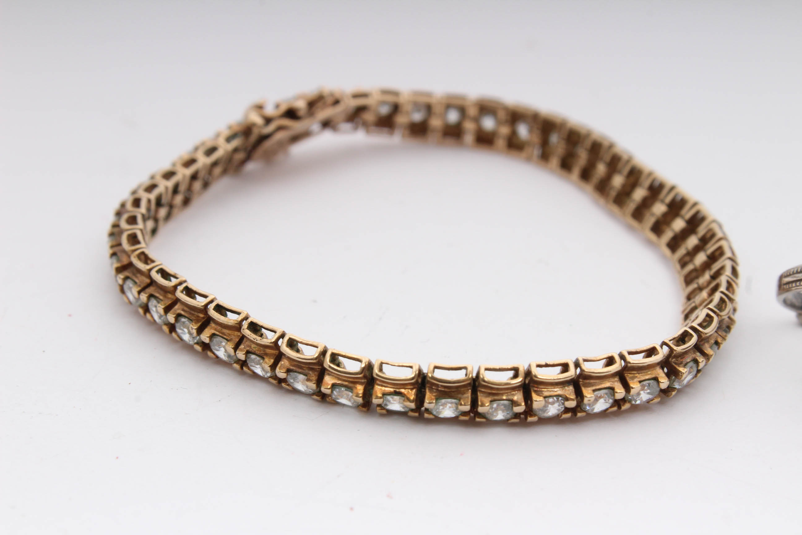 Sterling Silver Cubic Zirconia Tennis Bracelet and Sterling Silver Glass Ring