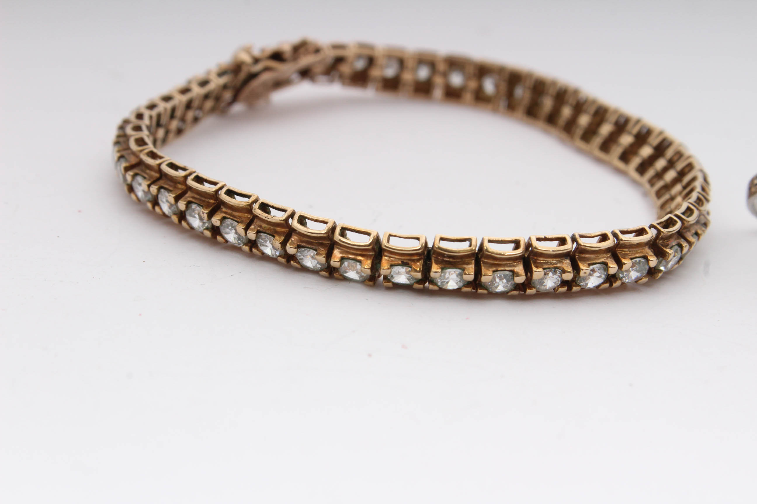 Sterling Silver Cubic Zirconia Tennis Bracelet and Sterling Silver Glass Ring