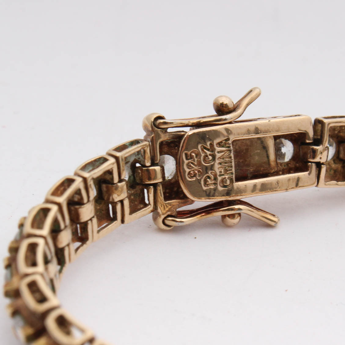 Sterling Silver Cubic Zirconia Tennis Bracelet and Sterling Silver Glass Ring